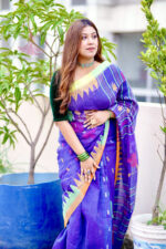 Blue Dual-Tone Monipuri Saree - Image 4